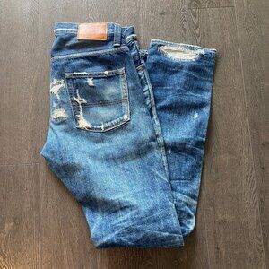 Big John Selvedge Slim Straight Distressed Made in Japan 32/34 denim jeans